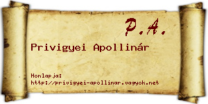 Privigyei Apollinár névjegykártya